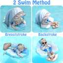 Mambobaby Float with Canopy Baby Pool Float Non-Inflatable Solid Swim Float Upgrade Add Tail Soft Waterproof Skin-Friendly Leather Material (Limited Edition Blue), Medium