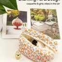 Floral Quilted Makeup Bag, Cute Rose Cosmetic Bag for Women, Flower Travel Toiletry Bag, Cotton Make up Bag Pouch