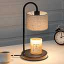 FINCMY Candle Warmer Lamp with Timer, Dimmable Candle Wax Warmer Candle Lamp Warmer for Scented Candles with 2 Bulbs, House Warming Gifts Christmas Gifts for Women Home Decor - Linen