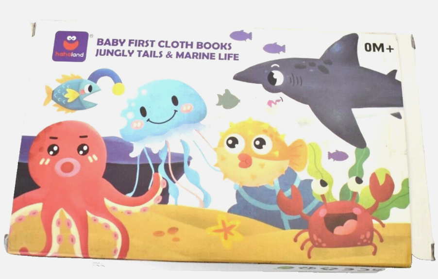 hahaland Baby Toys 0-6 Months - Crinkle Books for Babies 2-Pack, Soft Cloth Sensory Touch Feel Baby Book 6-12 Months Infant Tummy Time Toys 0-3 Month Newborn Boys Gifts Baby Easter Basket Stuffers