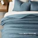EVERGRACEHOME Cotton Sateen Quilt Set Queen Size, Pre-Washed Cotton Channel Stitch Coverlet Bedspread, 3 Pieces Lightweight Soft Bedding Sets for All Season, with 2 Pillow Shams, Sonoma Blue, Full/Queen