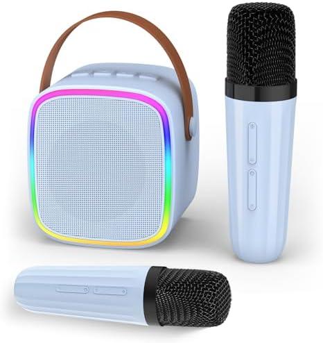 Texpot Karaoke Machine with 2 Wireless Microphones, Kids Toys Portable Bluetooth Speaker for Kids Adults Toddler, Christmas Girls Toys for 4 5 6 7 8 9 10 12 Year Old Birthday Gift Ideas (Blue)
