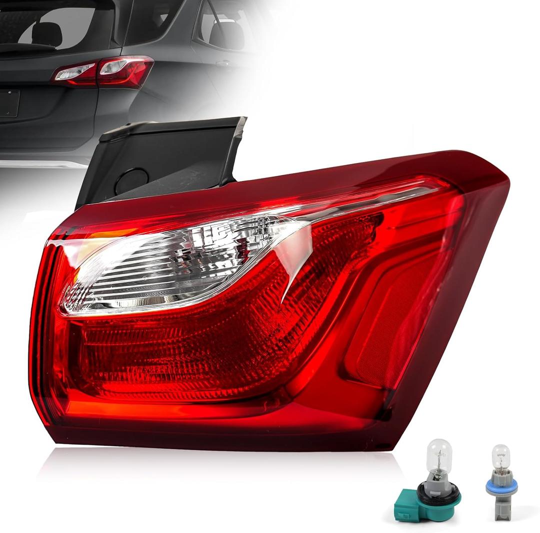 Outer Tail Light Assembly for Chevrolet Equinox 2018-2021 LT Models, Halogen Rear Brake Turn Signal Outer Tail Lamp Taillight Assembly for 19418087 84305804 84769836, Passenger Side, Bulbs Included