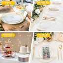 Rubtlamp 100 Pcs Clear Gold Plastic Plates, Hammered Party Plates, Clear Disposable Dessert Plates,Clear Gold Plates 7 Inch, Gold Plastic Dessert Plates Disposable For All Occasions