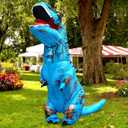 8 Colour Halloween Inflatable Dinosaur Costume Adult Fancy Dinosaur Suit Blow up Trex Costume (Blue, L)