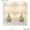 Seealle Modern Green Table Lamps Set of 2 - Bedside Lamps for Night Stands, 19.4" Bedroom Lamps for Living Room Sage Green Lamps with Rocker Switch