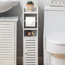 AOJEZOR Toilet Paper Holder Stand: Small Bathroom Storage Cabinet for Small Spaces (27.5''H inch, Spotlessly White)