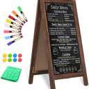 Wooden A-Frame Sign, Magnetic 40" x 20" Brown Chalk Board Sign Board, Double-Sided Sandwich Board Signs Outdoor, Chalkboard Easel, Menu Board for Restaurant, Business or Wedding