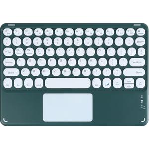Wireless Keyboard with Touchpad, Ultra-Thin Rechargeable Bluetooth Keyboard Mini with Trackpad, Round Keys for iPad pro/iPad/iOS/Mac OS/Windows/Android (Dark Green)
