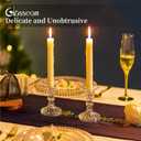 Glasseam Candle Drip Protectors for Candle Stick Candle Holder, Clear Glass Bobeches for Candlesticks Set of 12, Round Wax Catchers for Candles, Taper Candle Holders for Table Centerpiece Wedding