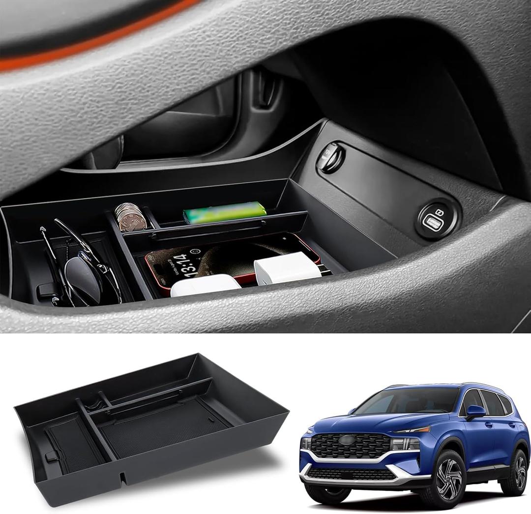Center Console Organizer Compatible with Hyundai Santa Fe 2021 2022 2023 Lower Center Console Storage Box Tray Interior Accessories