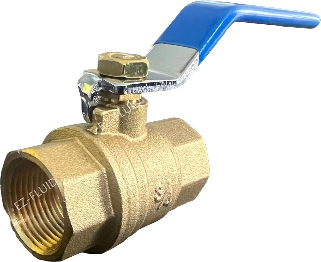 EZ-Fluid 3/4" NPT Female Threaded IPS Ball Valve Full Port Water Stop Shut Off,Heavy Duty LF Brass,Quarter Turn,Blue Handle (1-Pack)