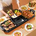 AORAN Smokeless Electric Hot Pot & Grill Combo, Large 9.5"x29" Non-Stick Design, 3 Adjustable Heat Levels, Easy to CleanIncludes Brushes, Tongs & Paper