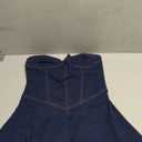 CHEZVOGUE Women's Summer Strapless Denim Mini Dress with A-Line Design and Plated Bustier Corset, Size: M/L