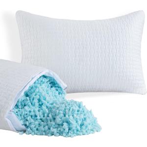 HOMBYS 2 Pcs Extra Firm Bed Pillows for Sleeping, Shredded Memory Foam Pillows Queen Size, for Side, Back, Stomach Sleepers, 40% Viscose Made from Bamboo Cooling Cover