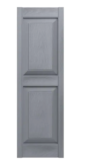14.75 in. x 59 in. Raised Panel Vinyl Exterior Shutters Pair in Paintable