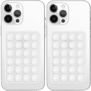 Galundge 2 Pack Silicone Suction Phone Case Mount, Non Slip Sticky Grip for Cellphone, Silicon Adhesive Suction Cup Mount, Strong Grip Holder for Selfies and Videos (Translucent)