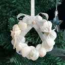 2PCS Seashell Christmas Ornaments - Handmade Natural Shell Crafts, Small Christmas Tree Wreath Hanging Ornaments, for Coastal & Beach & Nautical Xmas Tree Decor