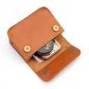 Yellow Full-Grain Leather Mini Pouch - 6 Inch Small Travel Organizer for Women, Cosmetic Jewelry Coin Cable Case