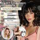 Black Wigs for Women Short Bob Wig with Bangs 14 Inch Black Mixed Brown Highlights Wigs Short Wavy Wigs Curly Shoulder Length Wigs Synthetic Hair Replacement Wigs for Holiday Daily Party Use