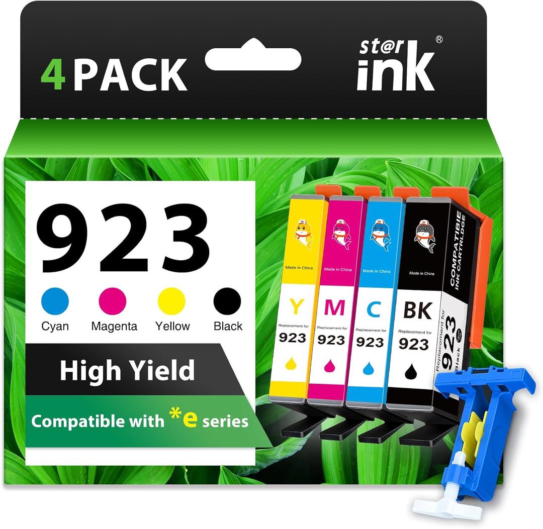 923 Ink Cartridges Combo Pack High Yield Compatible for HP 923 Ink Cartridges 923XL Work for HP OfficeJet Pro 8130e 8135e 8139e 8138e 8120e 8122e 8124e Without Chip,4 Pack