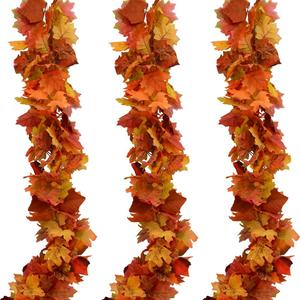 Fall Garland Maple Leaf Garland, 6 Ft/Piece, 3 Piece, Artificial Maple Leaves Hanging Vine, Thanksgiving Decor (3)