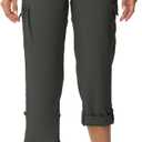 TBMPOY Women's Cargo Capris with Pockets Lightweight Hiking Capris Pants Quick Dry Casual Cropped Pants Summer Trip Cotton (Medium, Style 2-dark Grey)