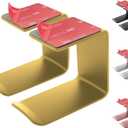 Aluminum Under-Desk Headphone Hook 2 Pack, with Strong Adhesive VHB Tape, Holds 5 lbs (Gold)