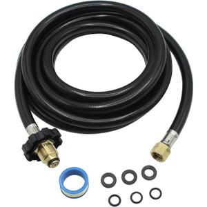 6FT Propane Torch Hose for Connection Weed Burner Heating Torch, G3/8-19 Left Hand Thread, 350 PSI, POL Connector, Weed Burner Heating Torch Extension Hose with Replacement O Ring Sealing Tape Gasket