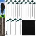 JaGely 20 Pcs 12 Inch Screw in Tent Stakes Heavy Duty Ground Anchors Metal Threaded Spikes Camping Stake Screw in Tent Pegs with Hex Head Driver for Camping Travel Decor Outdoor (Blackish Green)