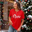 Christmas Shirts for Women Christmas Nurse Tshirt Nurse Letter Print Clothes Christmas Holiday Top (Red, XXL)