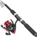 Tripquips Fishing Rod, 6.9ft 2Pcs Telescopic Fishing Rods Set, Carbon Fiber Fishing Pole, 2PCS Spinning Rod and Reel Combo with Carrier Bag Freshwater Fishing Rod and Reel Combos Kits Fishing Gear-Red