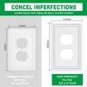 White Outlet Covers Wall Plate Modern Decorative Light Switch Cover Switch Plates Outlet Cover Bamboo Fiber Material Wall Plates for Kitchen Bathroom (1 Gang Duplex Outlet-2 Pack)