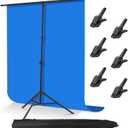 8.5x6.5ft T-Shaped Backdrop Stand Kit, Adjustable Background Tripod Holder, Ultra-Long Crossbar with 6 Spring Clamps, Portable Back Drop Support for Party, Wedding, Banner, Photography and Decoration