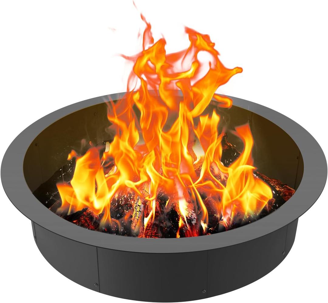 VEVOR Fire Pit Ring, 44-Inch Outer/39-Inch Inner Diameter, 10inch Height 2.5mm Thick Fire Pit Insert, Heavy Duty Carbon Steel Liner DIY Campfire Ring Above or In-Ground, for Outdoor Camping, Bonfires