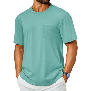Cotrasen Mens T-Shirts Cotton Short Sleeve Pocket Tee Shirt Casual Crew Neck Moisture Wicking Soft Basic T Shirts (Green, XXL)