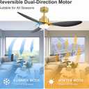 52" Ceiling Fans with Lights and Remote, Quiet DC Motor, 3 Reversible Blades, Modern Gold and Black Ceiling Fan with 3-Color LED Light Fandelier for Bedroom Living Room