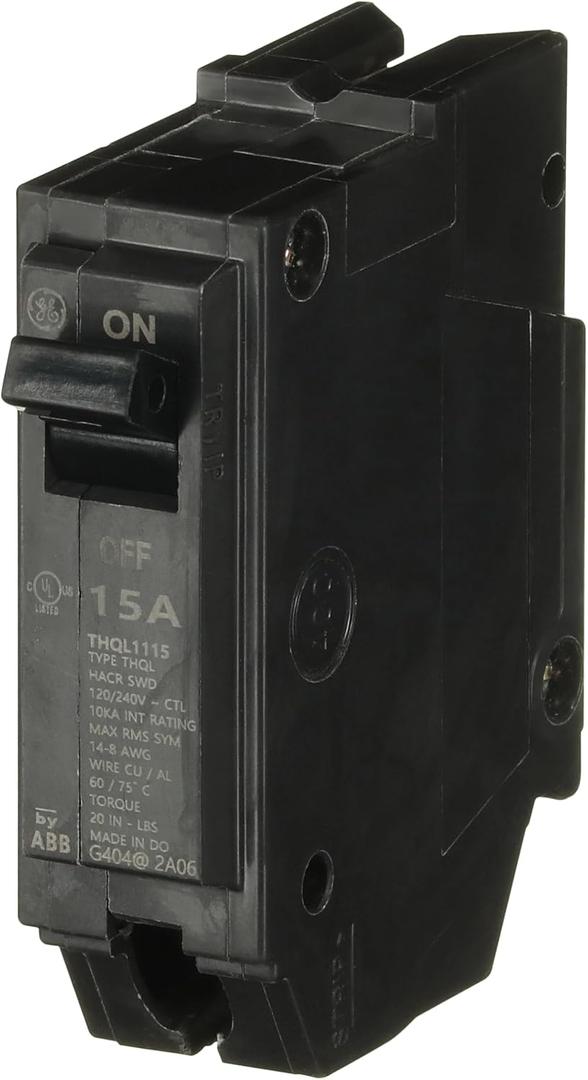 ABB THQL1115 15A SP Circuit Breaker Q Line Plug-in Circuit Breaker 15A 1P 10ka 240V Pole, Compact, Thermal-Magnetic, Plug in