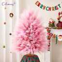 50pcs Faux Pampas Grass,17.7" Artificial Fluffy Pampas Grass Decor Short Fake Pompos for Home Room Birthday Party Centerpieces Decoration(Gridient Pink)