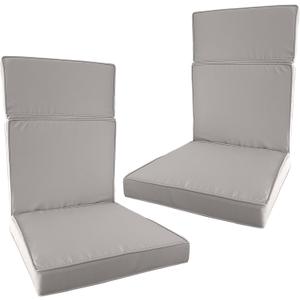 2 Pieces High Back Patio Chair Cushions, Fade Resistant Outdoor Rocking Chair Cushions, Office Chair Back Support Cushion (Off-White, Seat (21''x21''x3'')+Backrest (21''x28''x3''))