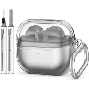 Samsung Galaxy Buds 3 Case Cover with Cleaner Kit, Soft Silicone Protective Case for Galaxy Buds 3 Pro, Accessories with Keychain (Clear)