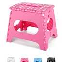 Dyforce Folding Step Stool 11", Durable Kids Step Stool, Heavy Duty Step Stools for Adults, Compact Foot Stools, Light-Weight Toddler Step Stools for Kitchen, Bathroom, Holds Up to 300 lbs (Pink)