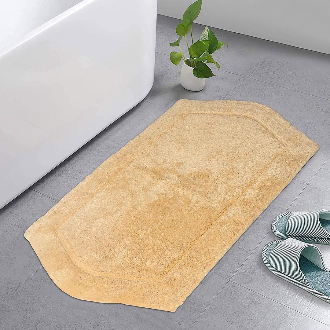 Home Weavers Waterford Collection 100% Cotton Tufted Bath Rug, Extra Soft and Absorbent Bath Rugs, Non-Slip Bath Carpet, Machine Wash Dry, Bath Rugs for Bathroom Floor, 24" x 40" Rectangle, Yellow