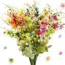 Waydress 6-Bundles Faux Daisy Plant, Artificial Silk Flower Multicolor Bouquet for Indoor Outside Home Garden Decor, Arrangement and Wedding Bouquet
