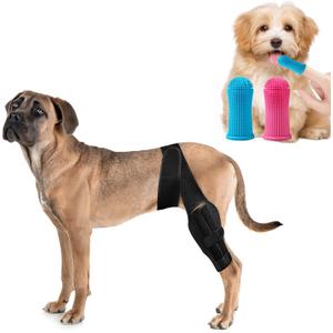 Black Dog Knee Brace for Hind Leg Adjustable Dog Leg Support Back Leg for Joint Pain Relief Arthritis Luxating Patella with touthbrushes S