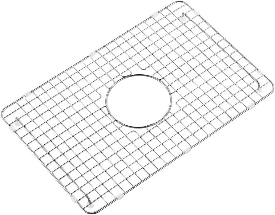 19 in. x 12.5 in. Centre Drain Sink Protector with Supersoft Silicone Feet in 304 Grade Stainless Steel