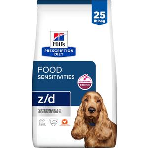 Hill's Prescription Diet z/d Skin/Food Sensitivities Dry Dog Food, Hydrolyzed Chicken, 25 lb. Bag