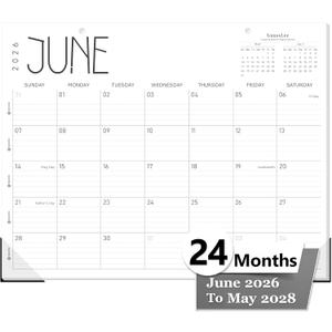 GuassLee Large Wall Calendar 2026-2028, 24-Month 22" x 17" Wall Calendar from Jun. 2026 to May. 2028, Large Desktop Hanging Monthly Planner with Thick Paper, Ruled Blocks for Home School Office