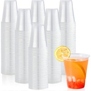 Lilymicky +/-100 Pack 12 oz Clear Plastic Cups, Cold Disposable Plastic Drinking Cups for Parties, Picnic, BBQ, Travel, and Events