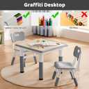 Kids Table & Chairs Set (2 Chairs) Height Adjustable for Ages 2-8 | Non-Slip Toddler Activity Table with Wipe-Clean Desktop, Montessori Learning & Art Drawing Tables for Home Preschool